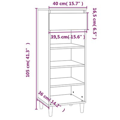 vidaXL Skoskap høyglans hvit 40x36x105 cm konstruert tre