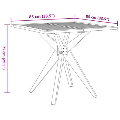 vidaXL Hagebord firkantet 85x85x75 cm heltre akasie