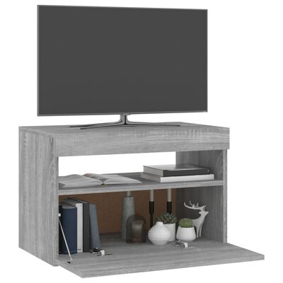 vidaXL TV-benk med LED-lys grå sonoma 60x35x40 cm