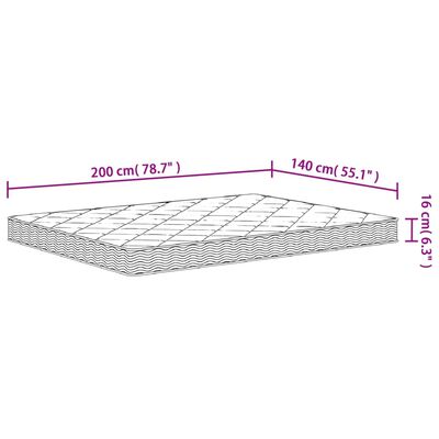 vidaXL Skummadrass middels myk 140x200 cm