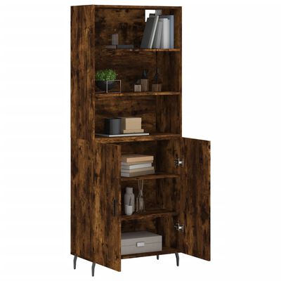 vidaXL Highboard røkt eik 69,5x34x180 cm konstruert tre