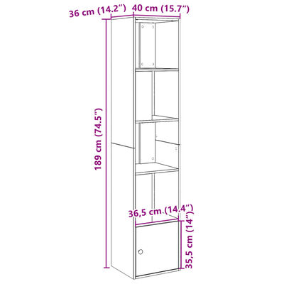 vidaXL Bokhylle røkt eik 40x36x189 cm konstruert tre