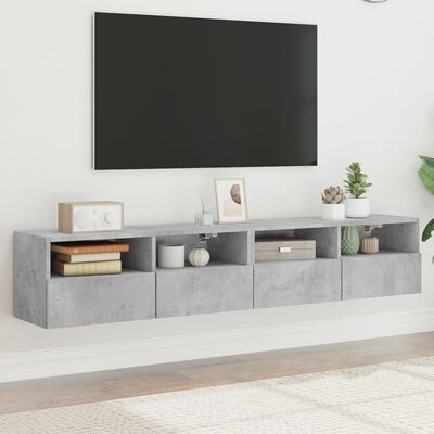 vidaXL Vegghengte TV-benker 2 stk betonggrå 80x30x30 cm konstruert tre