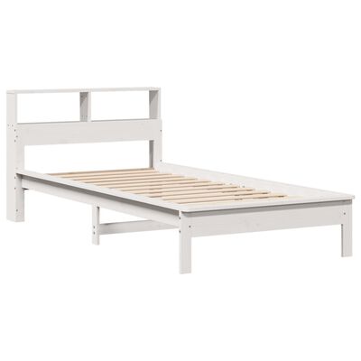 vidaXL Seng med bokhylle uten madrass hvit 75x190 cm heltre furu