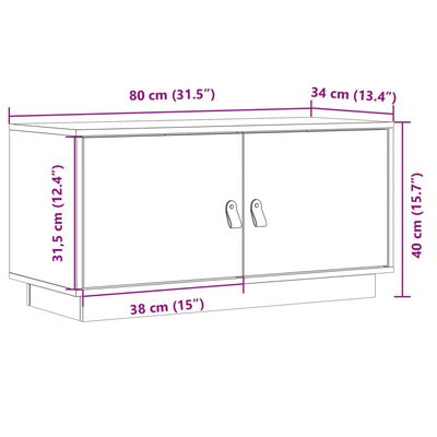 vidaXL TV-benk grå 80x34x40 cm heltre furu