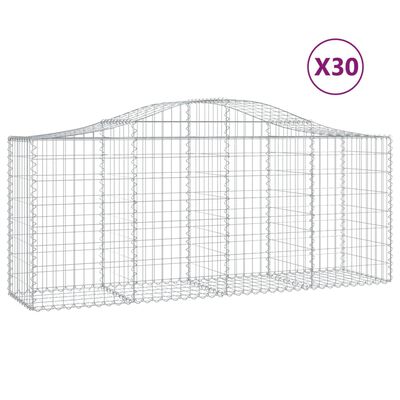 vidaXL Gabionkurver buede 30 stk 200x50x80/100 cm galvanisert jern