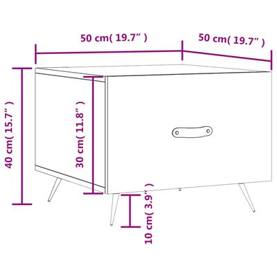 vidaXL Salongbord 2 stk høyglans hvit 50x50x40 cm konstruert tre