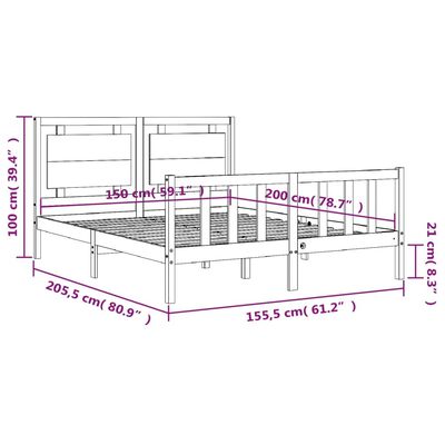 vidaXL Sengeramme med hodegavl honningbrun King Size heltre