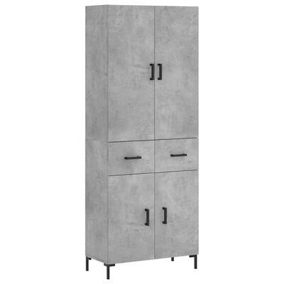 vidaXL Highboard betonggrå 69,5x34x180 cm konstruert tre