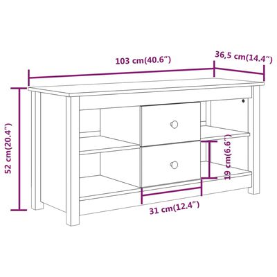 vidaXL TV-benk honningbrun 103x36,5x52 cm heltre furu