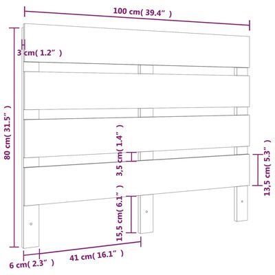 vidaXL Sengegavl honningbrun 100x3x80 cm heltre furu