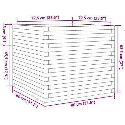 vidaXL Plantekasse 80x80x68,5 cm impregnert furu