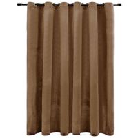 vidaXL Lystett gardin med metallringer fløyel beige 290x245 cm