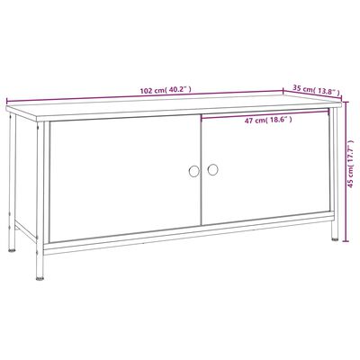 vidaXL TV-benk med dører sonoma eik 102x35x45 cm konstruert tre