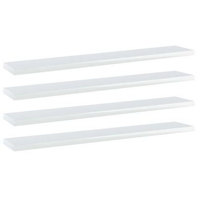 vidaXL Hylleplater 4 stk høyglans hvit 60x10x1,5 cm konstruert tre