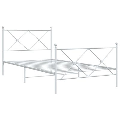 vidaXL Sengeramme i metall med hode- og fotgavl hvit 100x200 cm