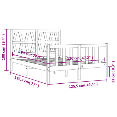 vidaXL Sengeramme med hodegavl small double heltre