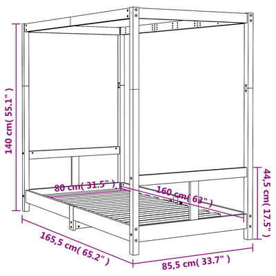 vidaXL Barnesengeramme svart 80x160 cm heltre furu