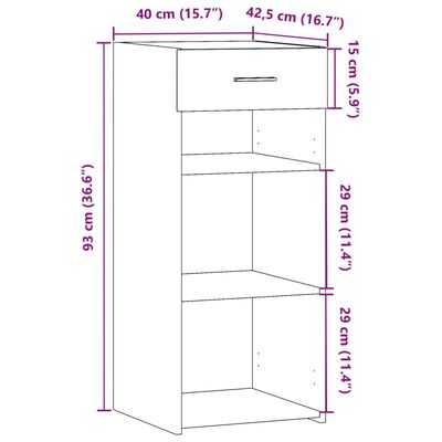 vidaXL Skjenk røkt eik 40x42,5x93 cm konstruert tre