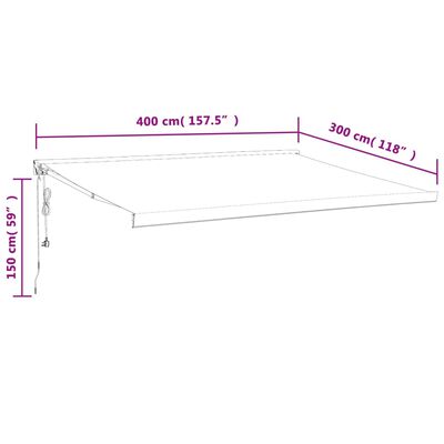 vidaXL Uttrekkbar markise gul og hvit 4x3 m stoff og aluminium