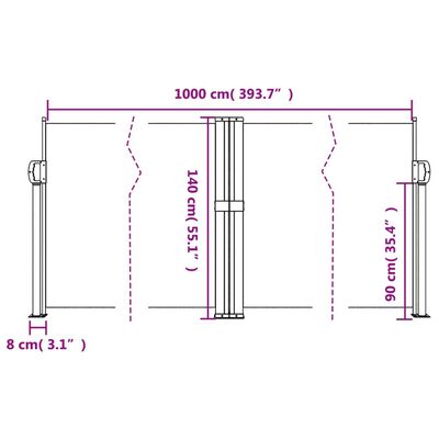 vidaXL Uttrekkbar sidemarkise 140x1000 cm hvit