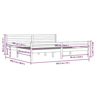 vidaXL Sengeramme heltre 180x200 cm Super King