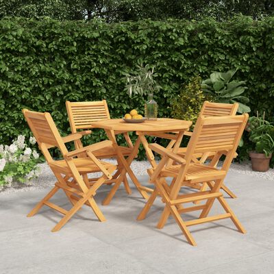 vidaXL Hagespisegruppe 5 deler heltre teak