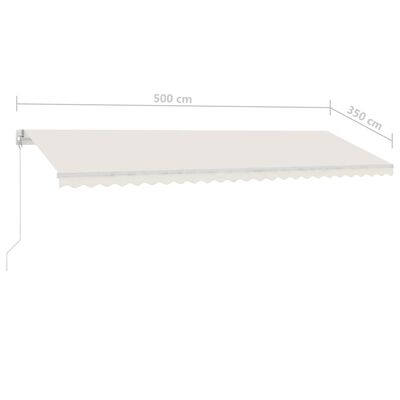 vidaXL Manuell uttrekkbar markise med LED 500x350 cm kremhvit