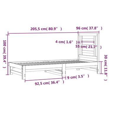 vidaXL Uttrekkbar dagseng honningbrun 2x(90x200) cm heltre furu