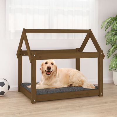 vidaXL Hundeseng honningbrun 81x60x70 cm heltre furu