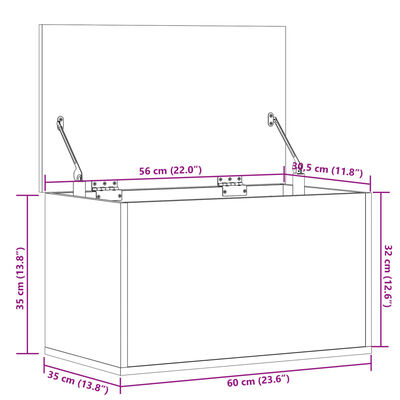 vidaXL Oppbevaringsboks svart 60x35x35 cm konstruert tre