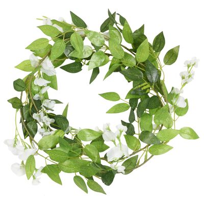 vidaXL Blomsterkranser for jul 6 stk hvit 200 cm