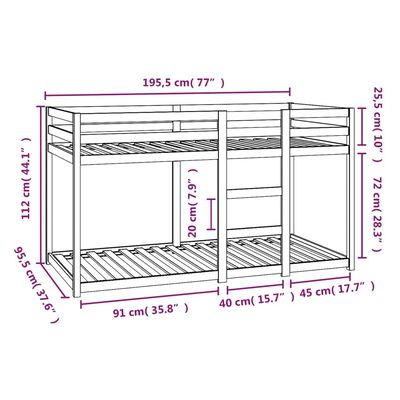 vidaXL Køyeseng uten madrass 90x190 cm heltre furu