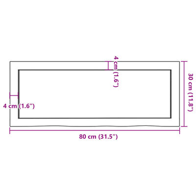 vidaXL Benkeplate til bad lysebrun 80x30x(2-4) cm behandlet heltre