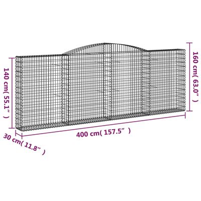 vidaXL Gabionkurv buet 400x30x140/160 cm galvanisert jern