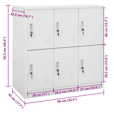 vidaXL Oppbevaringsskap lysegrå 90x45x92,5 cm stål