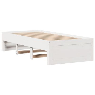 vidaXL Sengeramme uten madrass med skuffer hvit 90x190 cm heltre furu