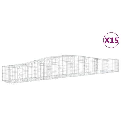 vidaXL Gabionkurver buede 15 stk 400x50x40/60 cm galvanisert jern