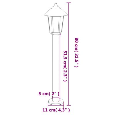 vidaXL Utendørs gulvlampe svart 80 cm rustfritt stål