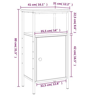 vidaXL Nattbord 2 stk brun eik 41x31x80 cm konstruert tre