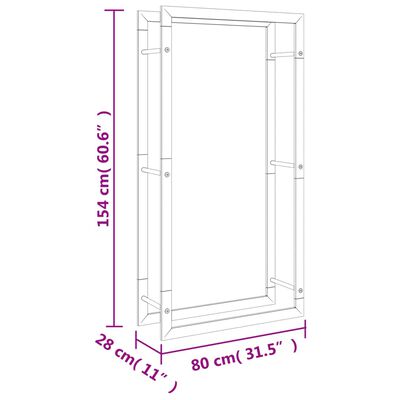 vidaXL Vedstativ 80x28x154 cm rustfritt stål