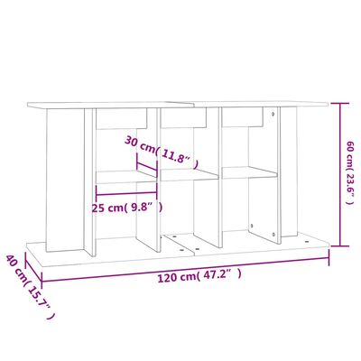 vidaXL Akvariumstativ hvit 120x40x60 cm konstruert tre