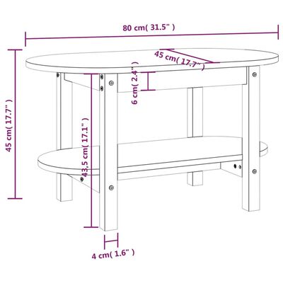 vidaXL Salongbord svart 80x45x45 cm heltre furu