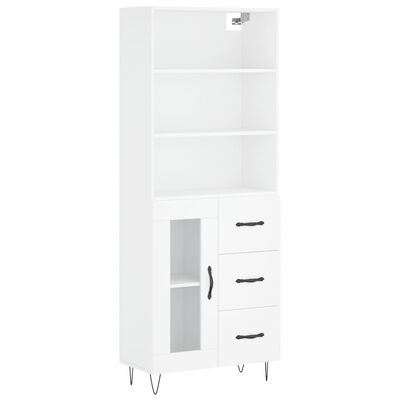 vidaXL Highboard hvit 69,5x34x180 cm konstruert tre