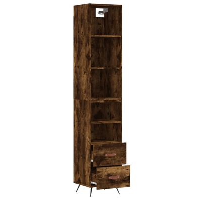 vidaXL Highboard røkt eik 34,5x34x180 cm konstruert tre