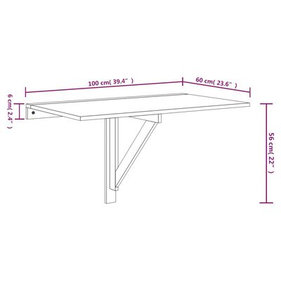 vidaXL Sammenleggbart veggbord høyglans hvit100x60x56cm konstruert tre