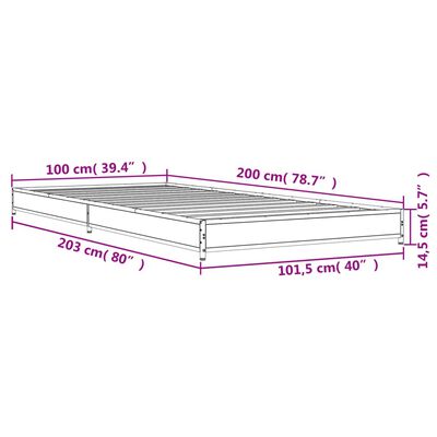 vidaXL Sengeramme sonoma eik 100x200 cm konstruert tre og metall