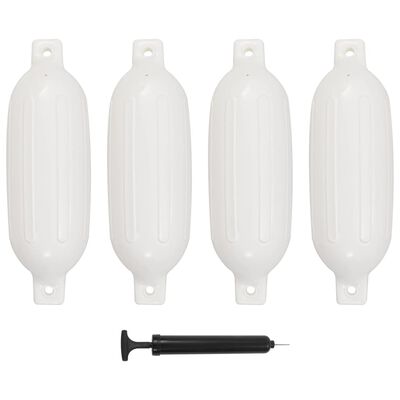 vidaXL Båtfendere 4 stk hvit 58,5x16,5 cm PVC