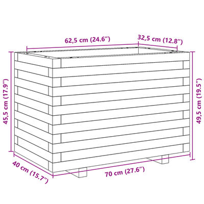 vidaXL Plantekasse voksbrun 70x40x49,5 cm heltre furu