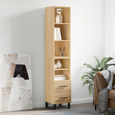 vidaXL Highboard sonoma eik 34,5x34x180 cm konstruert tre